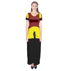 Samurai Warrior Japanese Sword Short Sleeve Maxi Dress by Nexatart