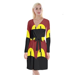 Samurai Warrior Japanese Sword Long Sleeve Velvet Front Wrap Dress by Nexatart