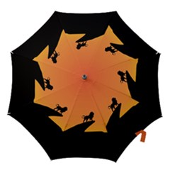 Lion Sunset Wildlife Animals King Hook Handle Umbrellas (large) by Nexatart