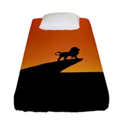 Lion Sunset Wildlife Animals King Fitted Sheet (single Size) by Nexatart