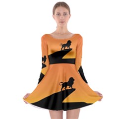 Lion Sunset Wildlife Animals King Long Sleeve Skater Dress by Nexatart