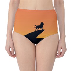 Lion Sunset Wildlife Animals King High-waist Bikini Bottoms by Nexatart