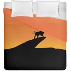 Lion Sunset Wildlife Animals King Duvet Cover Double Side (king Size) by Nexatart