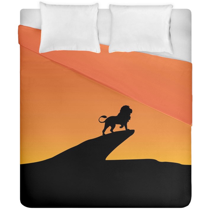 Lion Sunset Wildlife Animals King Duvet Cover Double Side (California King Size)