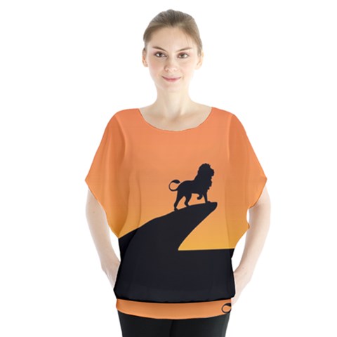 Lion Sunset Wildlife Animals King Blouse by Nexatart