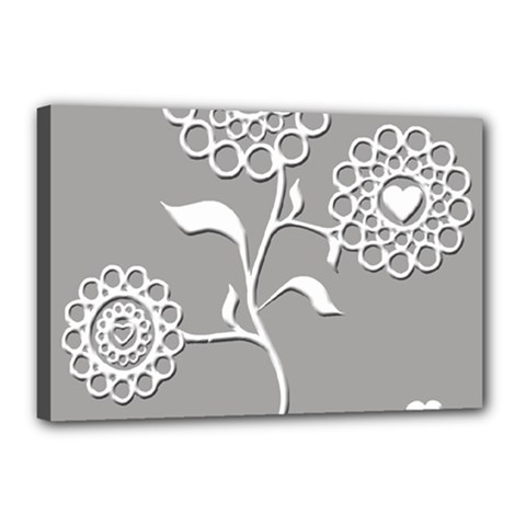 Flower Heart Plant Symbol Love Canvas 18  X 12  by Nexatart