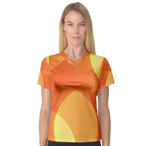 Abstract Orange Yellow Red Color Women s V-neck Sport Mesh Tee by Nexatart