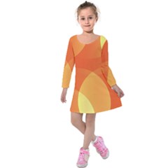 Abstract Orange Yellow Red Color Kids  Long Sleeve Velvet Dress by Nexatart