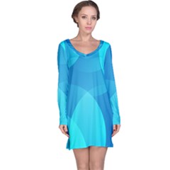 Abstract Blue Wallpaper Wave Long Sleeve Nightdress by Nexatart