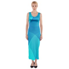 Abstract Blue Wallpaper Wave Fitted Maxi Dress by Nexatart