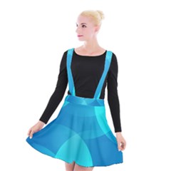 Abstract Blue Wallpaper Wave Suspender Skater Skirt