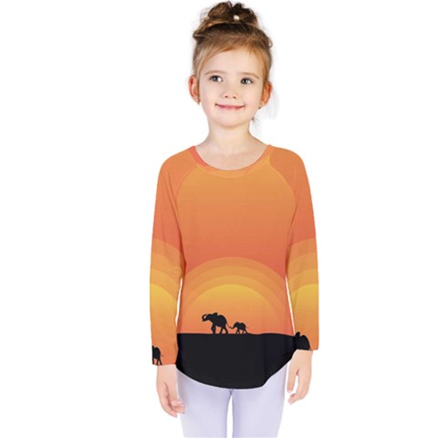 Elephant Baby Elephant Wildlife Kids  Long Sleeve Tee by Nexatart