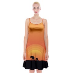 Elephant Baby Elephant Wildlife Spaghetti Strap Velvet Dress by Nexatart