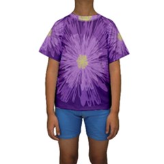 Purple Flower Floral Purple Flowers Kids  Short Sleeve Swimwear by Nexatart