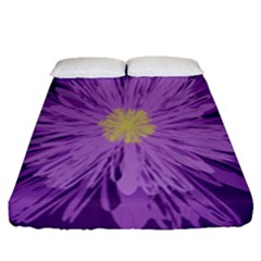 Purple Flower Floral Purple Flowers Fitted Sheet (queen Size) by Nexatart