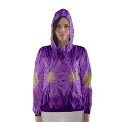 Purple Flower Floral Purple Flowers Hooded Wind Breaker (women) by Nexatart