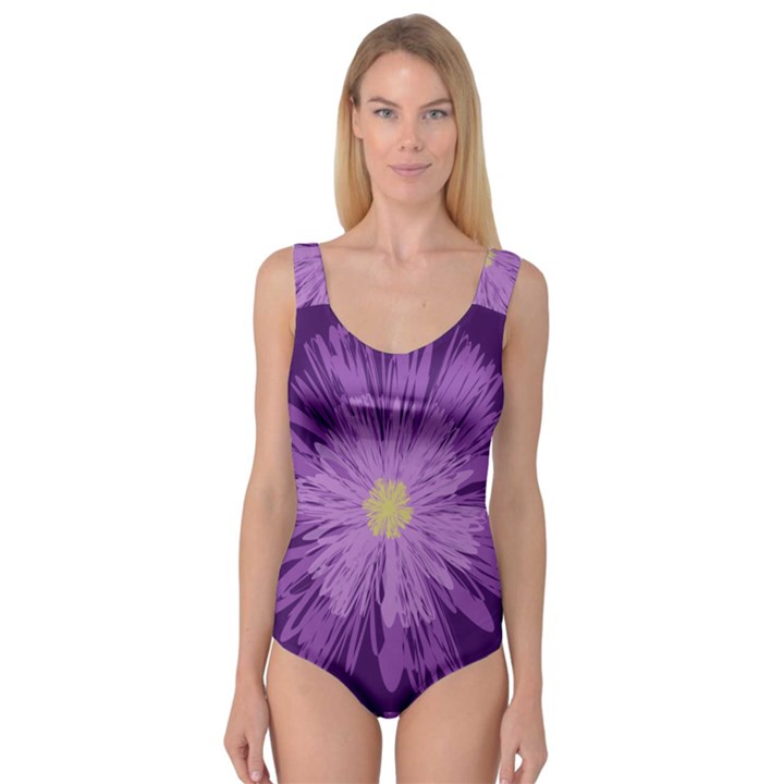 Purple Flower Floral Purple Flowers Princess Tank Leotard 