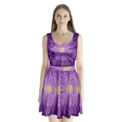 Purple Flower Floral Purple Flowers Split Back Mini Dress  by Nexatart