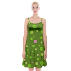 Decorative Dots Pattern Spaghetti Strap Velvet Dress by ValentinaDesign