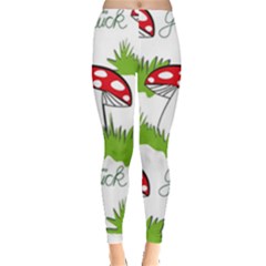 Mushroom Luck Fly Agaric Lucky Guy Leggings  by Nexatart