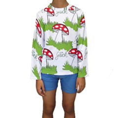 Mushroom Luck Fly Agaric Lucky Guy Kids  Long Sleeve Swimwear by Nexatart