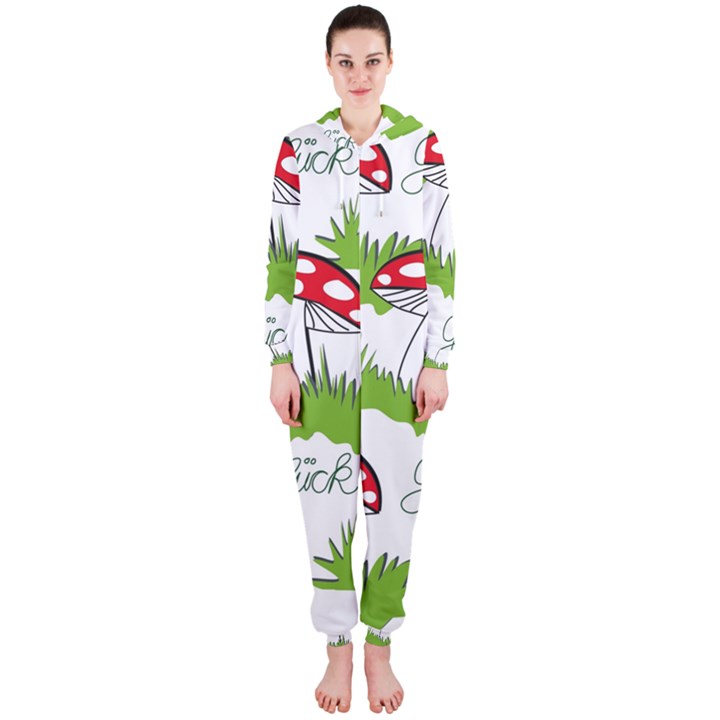 Mushroom Luck Fly Agaric Lucky Guy Hooded Jumpsuit (Ladies) 