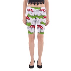 Mushroom Luck Fly Agaric Lucky Guy Yoga Cropped Leggings by Nexatart