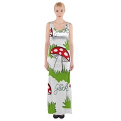 Mushroom Luck Fly Agaric Lucky Guy Maxi Thigh Split Dress by Nexatart