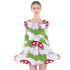 Mushroom Luck Fly Agaric Lucky Guy Long Sleeve Velvet Skater Dress by Nexatart