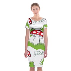 Mushroom Luck Fly Agaric Lucky Guy Classic Short Sleeve Midi Dress by Nexatart