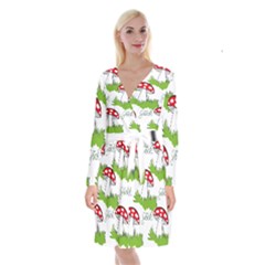 Mushroom Luck Fly Agaric Lucky Guy Long Sleeve Velvet Front Wrap Dress by Nexatart