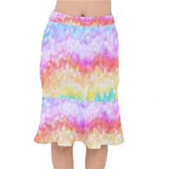 Rainbow Pontilism Background Mermaid Skirt