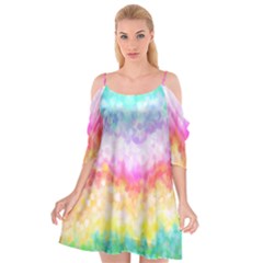 Rainbow Pontilism Background Cutout Spaghetti Strap Chiffon Dress