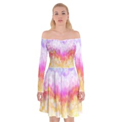 Rainbow Pontilism Background Off Shoulder Skater Dress