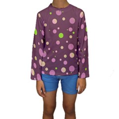 Decorative Dots Pattern Kids  Long Sleeve Swimwear by ValentinaDesign