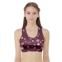 Decorative Dots Pattern Sports Bra With Border by ValentinaDesign