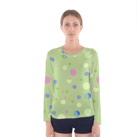 Decorative Dots Pattern Women s Long Sleeve Tee by ValentinaDesign