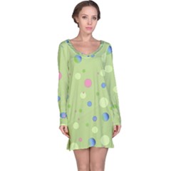 Decorative Dots Pattern Long Sleeve Nightdress by ValentinaDesign