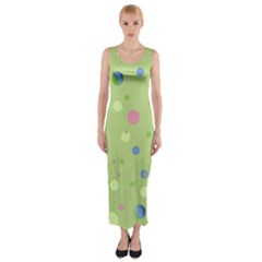 Decorative Dots Pattern Fitted Maxi Dress by ValentinaDesign