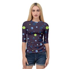 Decorative Dots Pattern Quarter Sleeve Tee