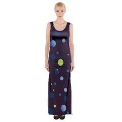 Decorative Dots Pattern Maxi Thigh Split Dress by ValentinaDesign