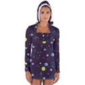 Decorative dots pattern Women s Long Sleeve Hooded T-shirt View1