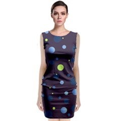 Decorative Dots Pattern Sleeveless Velvet Midi Dress by ValentinaDesign