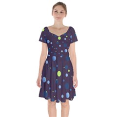 Decorative Dots Pattern Short Sleeve Bardot Dress