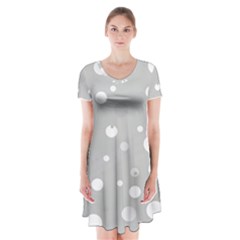 Decorative dots pattern Short Sleeve V-neck Flare Dress