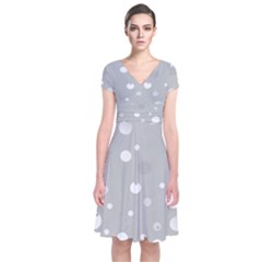 Decorative dots pattern Short Sleeve Front Wrap Dress