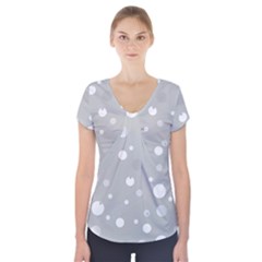 Decorative dots pattern Short Sleeve Front Detail Top