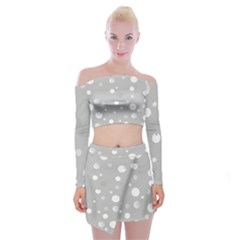 Decorative Dots Pattern Off Shoulder Top With Skirt Set by ValentinaDesign