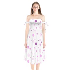 Decorative Dots Pattern Shoulder Tie Bardot Midi Dress