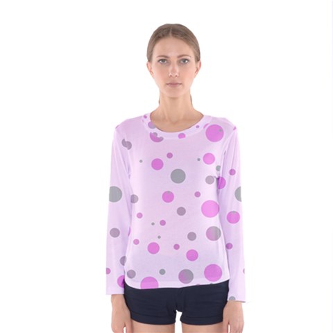 Decorative Dots Pattern Women s Long Sleeve Tee by ValentinaDesign